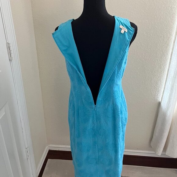 Talbots Blue Embroidered Sunflower Sheath Dress - Picture 4 of 11
